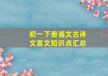 初一下册语文古诗文言文知识点汇总