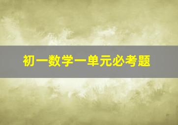 初一数学一单元必考题