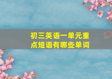 初三英语一单元重点短语有哪些单词