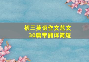 初三英语作文范文30篇带翻译简短