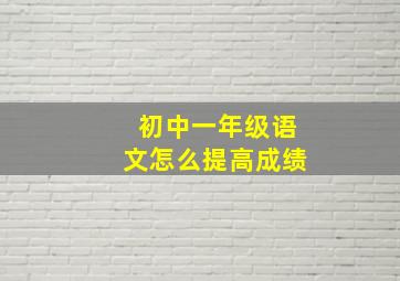 初中一年级语文怎么提高成绩