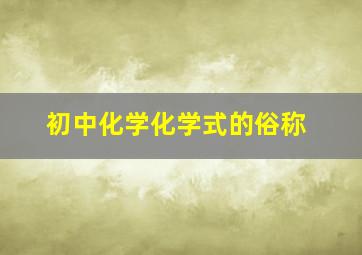 初中化学化学式的俗称