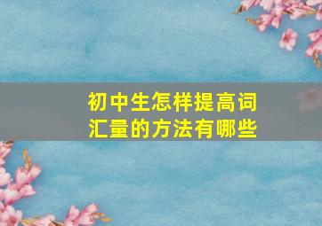 初中生怎样提高词汇量的方法有哪些