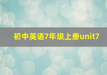 初中英语7年级上册unit7