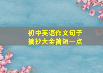 初中英语作文句子摘抄大全简短一点