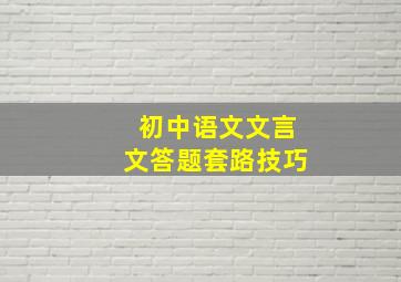 初中语文文言文答题套路技巧