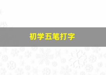 初学五笔打字