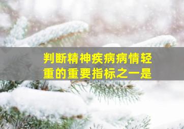 判断精神疾病病情轻重的重要指标之一是