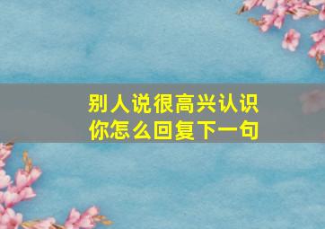 别人说很高兴认识你怎么回复下一句