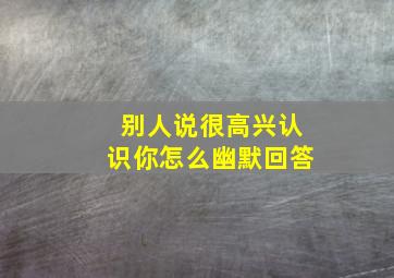 别人说很高兴认识你怎么幽默回答