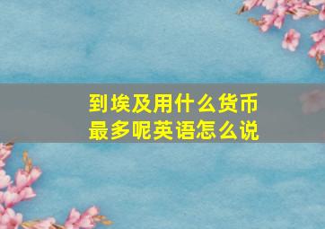 到埃及用什么货币最多呢英语怎么说