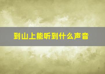 到山上能听到什么声音