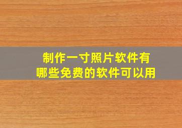 制作一寸照片软件有哪些免费的软件可以用