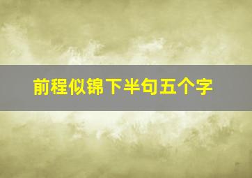 前程似锦下半句五个字