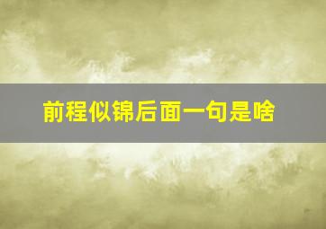 前程似锦后面一句是啥