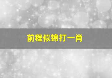 前程似锦打一肖