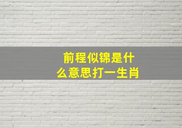 前程似锦是什么意思打一生肖