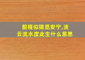 前程似锦觅安宁,淡云流水度此生什么意思