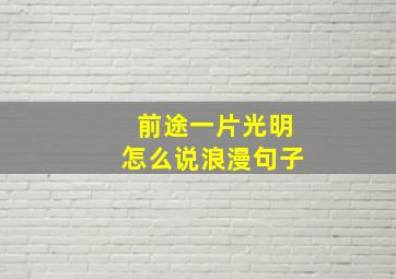 前途一片光明怎么说浪漫句子