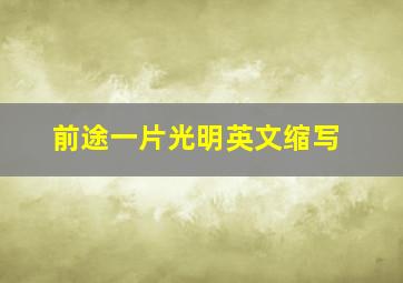 前途一片光明英文缩写