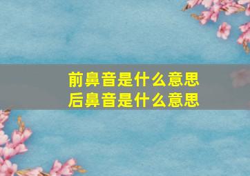 前鼻音是什么意思后鼻音是什么意思