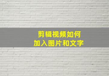 剪辑视频如何加入图片和文字