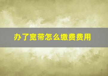 办了宽带怎么缴费费用