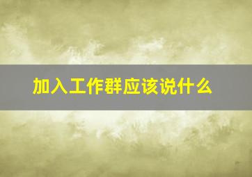 加入工作群应该说什么