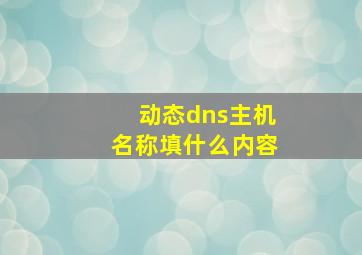 动态dns主机名称填什么内容