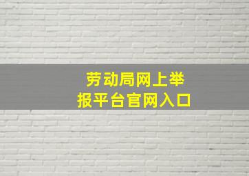 劳动局网上举报平台官网入口