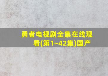 勇者电视剧全集在线观看(第1~42集)国产