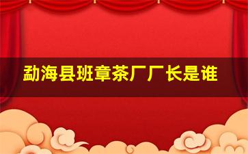 勐海县班章茶厂厂长是谁