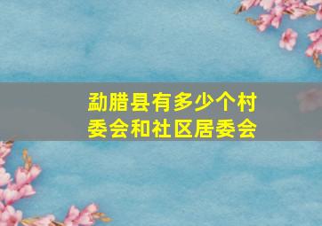 勐腊县有多少个村委会和社区居委会