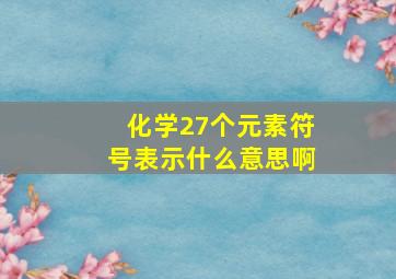 化学27个元素符号表示什么意思啊