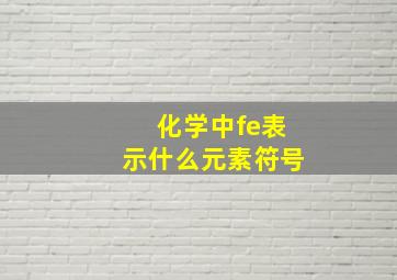 化学中fe表示什么元素符号