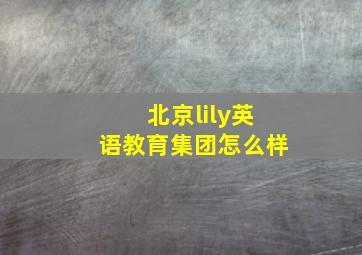 北京lily英语教育集团怎么样