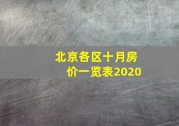 北京各区十月房价一览表2020