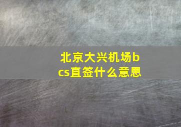 北京大兴机场bcs直签什么意思