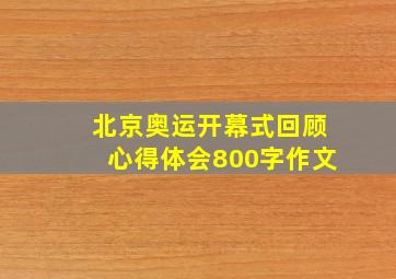 北京奥运开幕式回顾心得体会800字作文