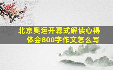 北京奥运开幕式解读心得体会800字作文怎么写