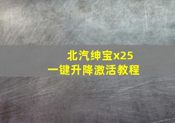 北汽绅宝x25一键升降激活教程