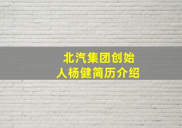 北汽集团创始人杨健简历介绍