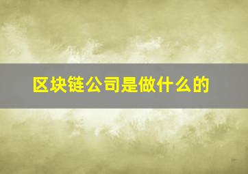 区块链公司是做什么的