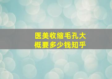 医美收缩毛孔大概要多少钱知乎