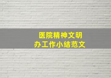 医院精神文明办工作小结范文