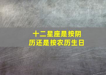 十二星座是按阴历还是按农历生日