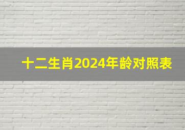 十二生肖2024年龄对照表