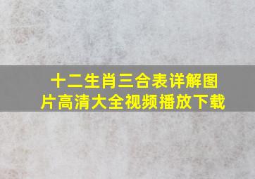 十二生肖三合表详解图片高清大全视频播放下载