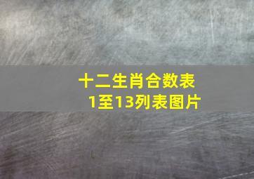 十二生肖合数表1至13列表图片