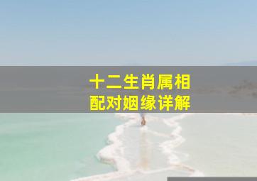 十二生肖属相配对姻缘详解